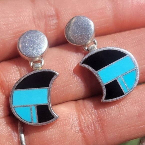 RAY TRACEY KNIFEWING Native Americanturquoise + onyx inlay...